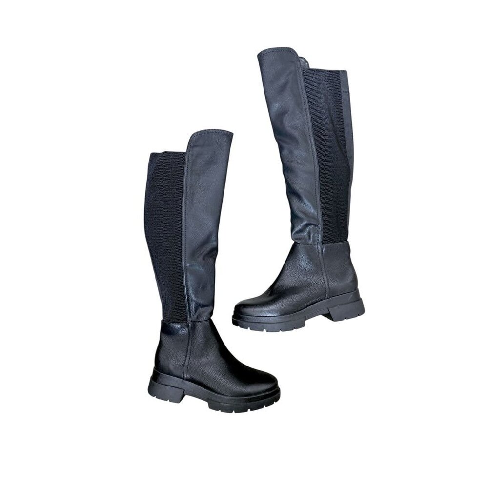 Naturalizer SOUL Olga Women Black Knee-High Boots 5.5M Faux Leather & Fabric Upp